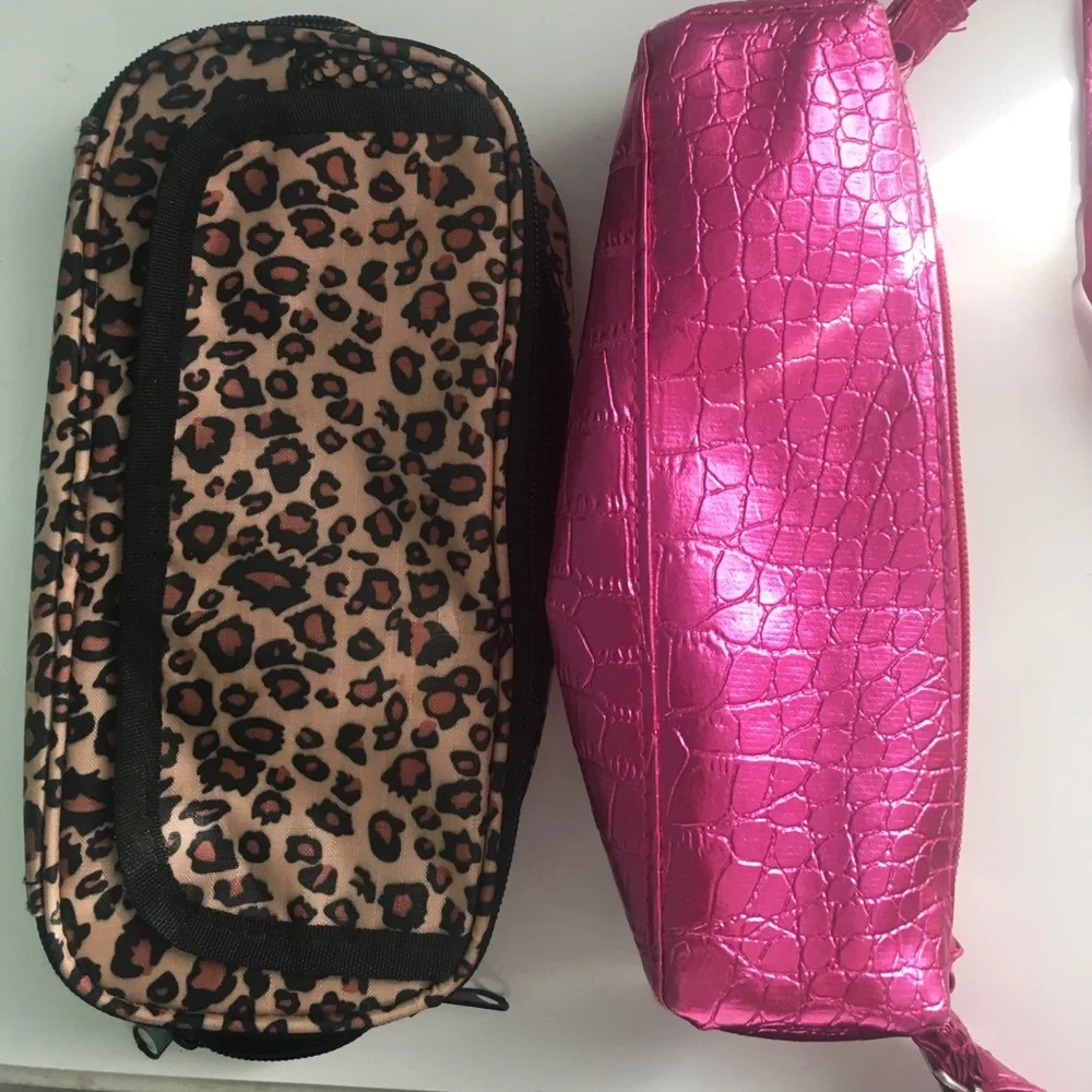 Two Pencil Cases: Cheetah Print and Hot Pink Cases